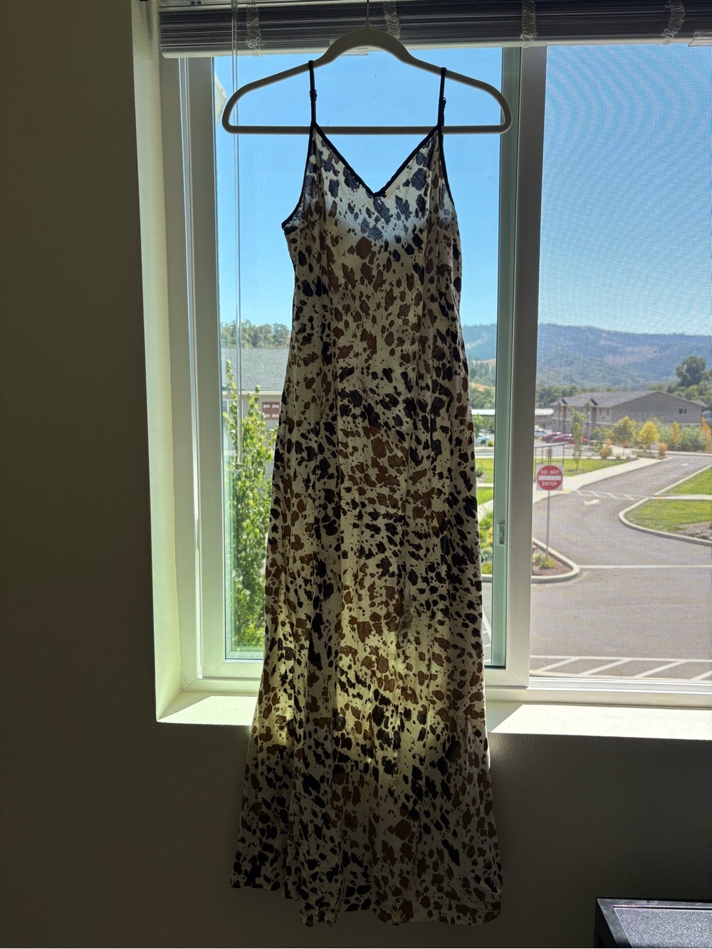 Sincerely Jules Spotted Slip Maxi Dress in Cream, Black, Brown